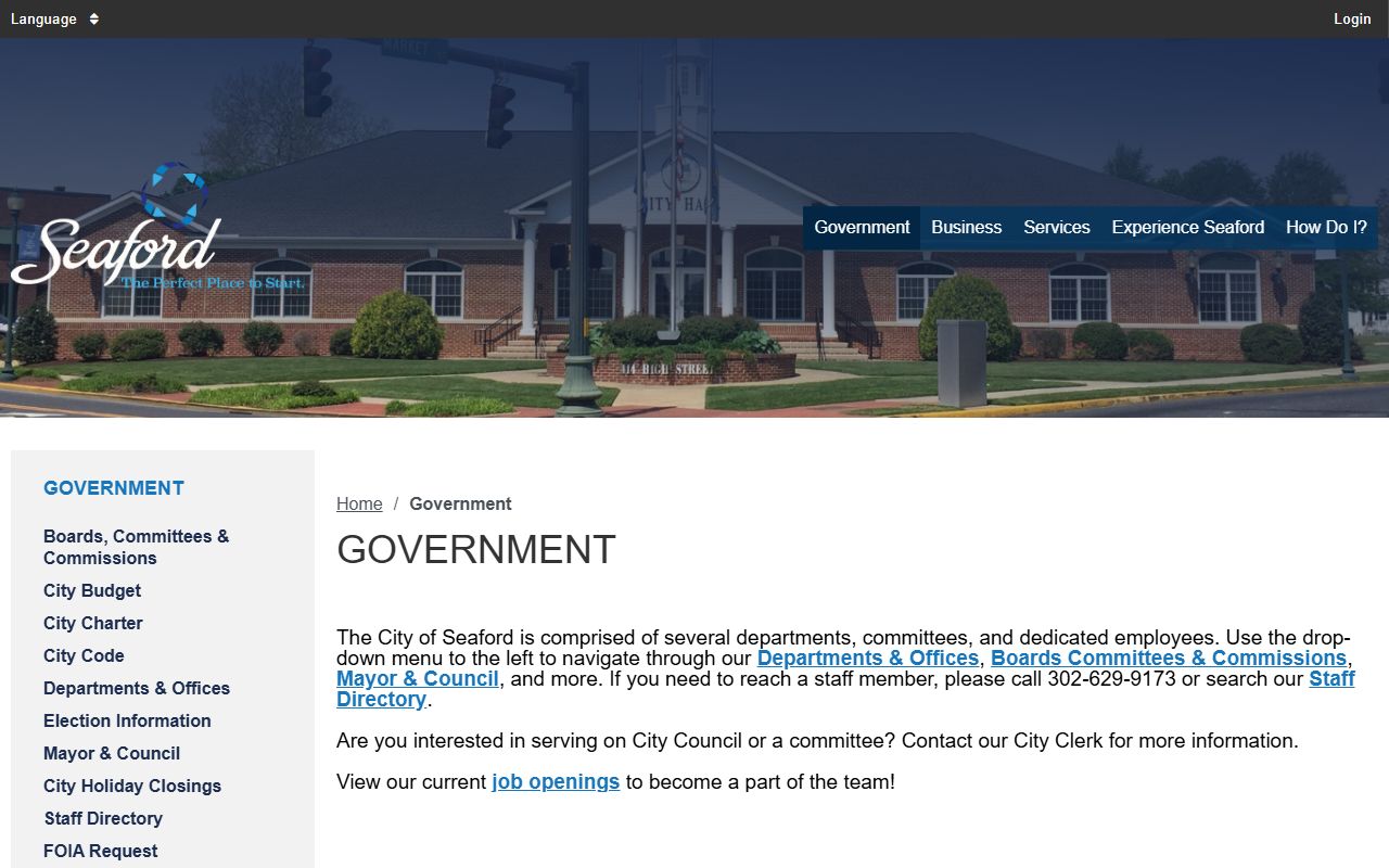 Seaford Delaware city government page related to Seaford divorce decree services