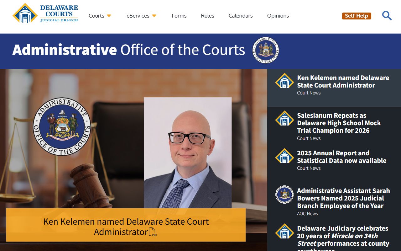 Delaware courts administrative office main page